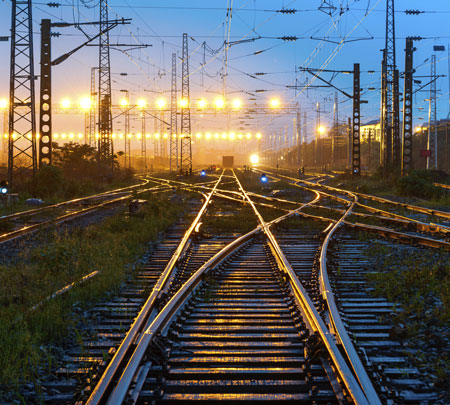 Railway tracks at dawn