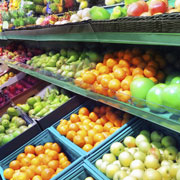 Fruit and vegetables in supermarket