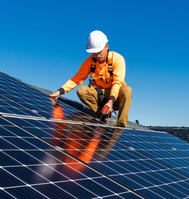 Rooftop solar worker
