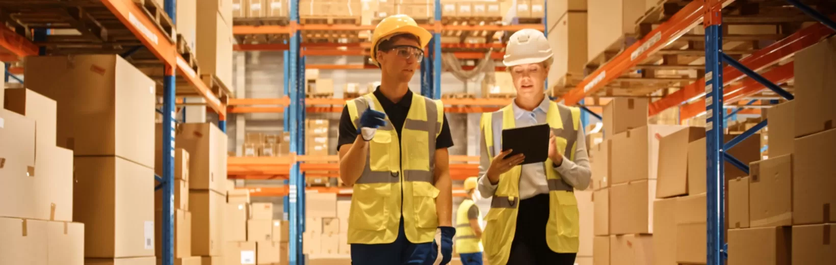 Workers in warehouse with checklist